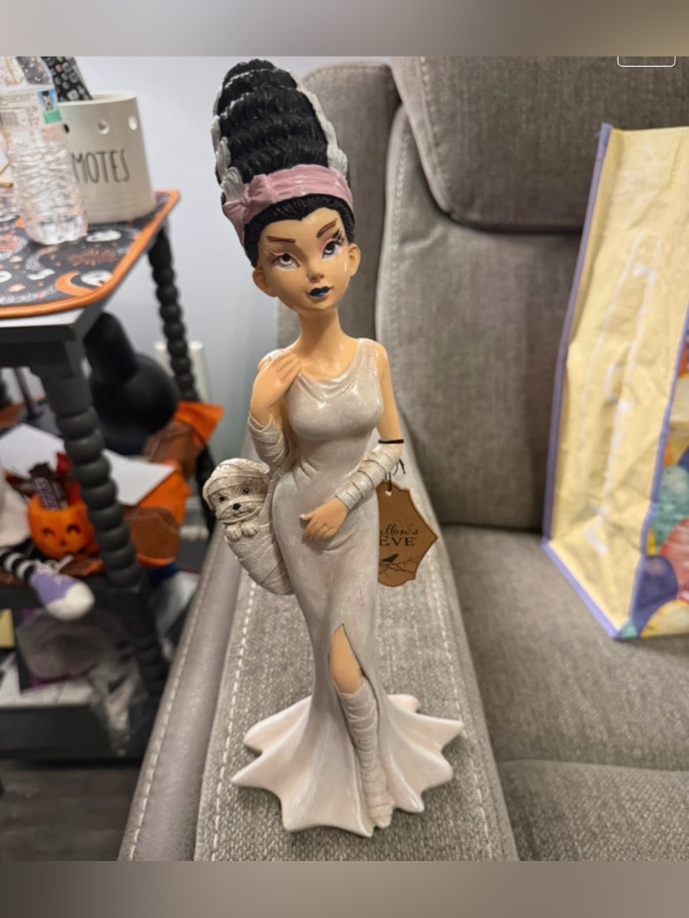 White Gothic Bride of Frankenstein Halloween Figurine